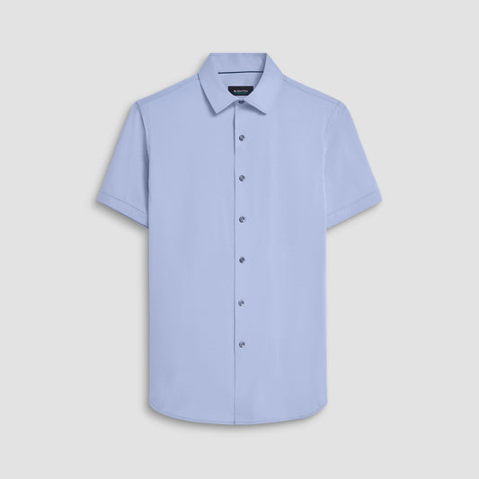 Bugatchi Miles Solid OoohCotton® Short Sleeve Shirt Air Blue