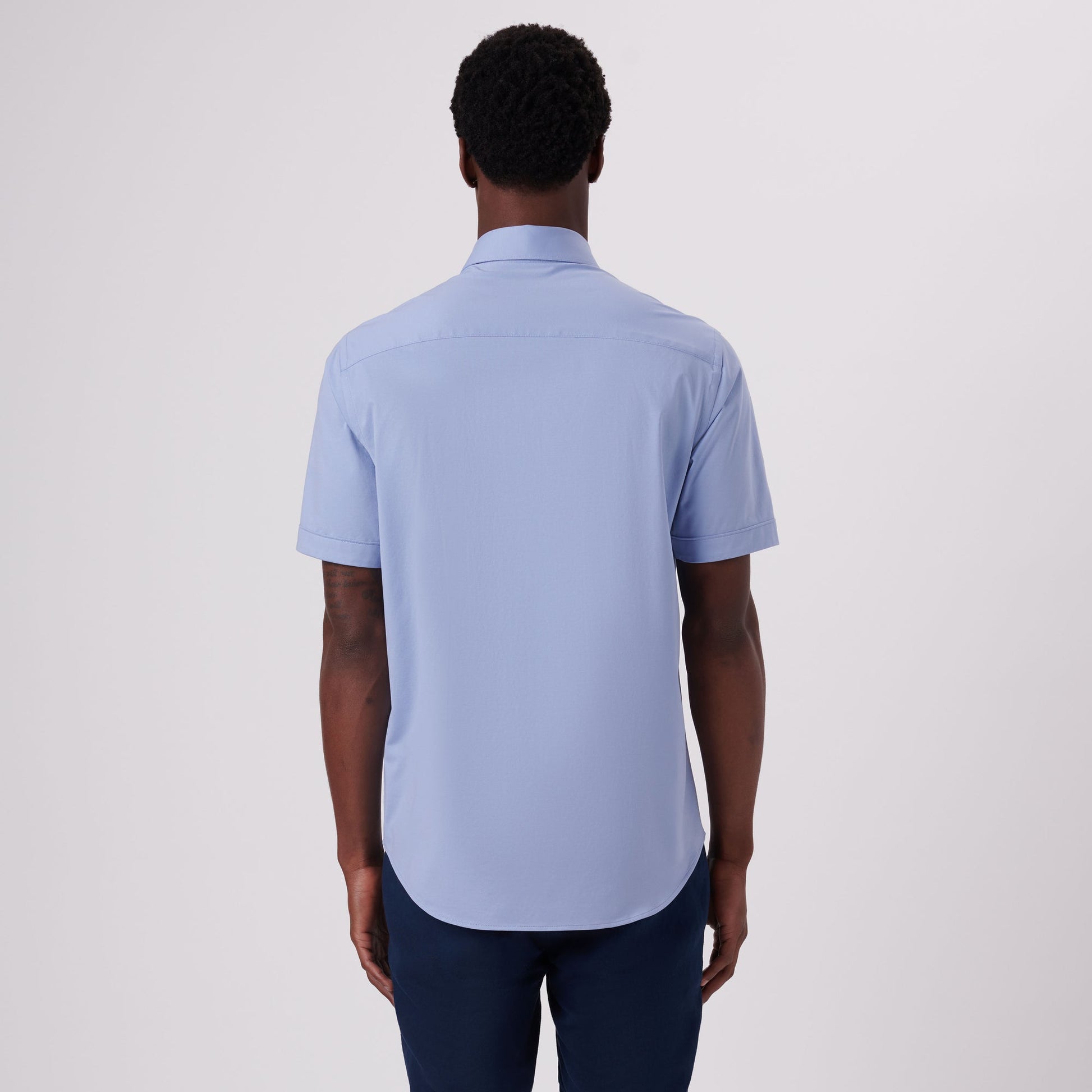 Bugatchi Miles Solid OoohCotton® Short Sleeve Shirt Air Blue