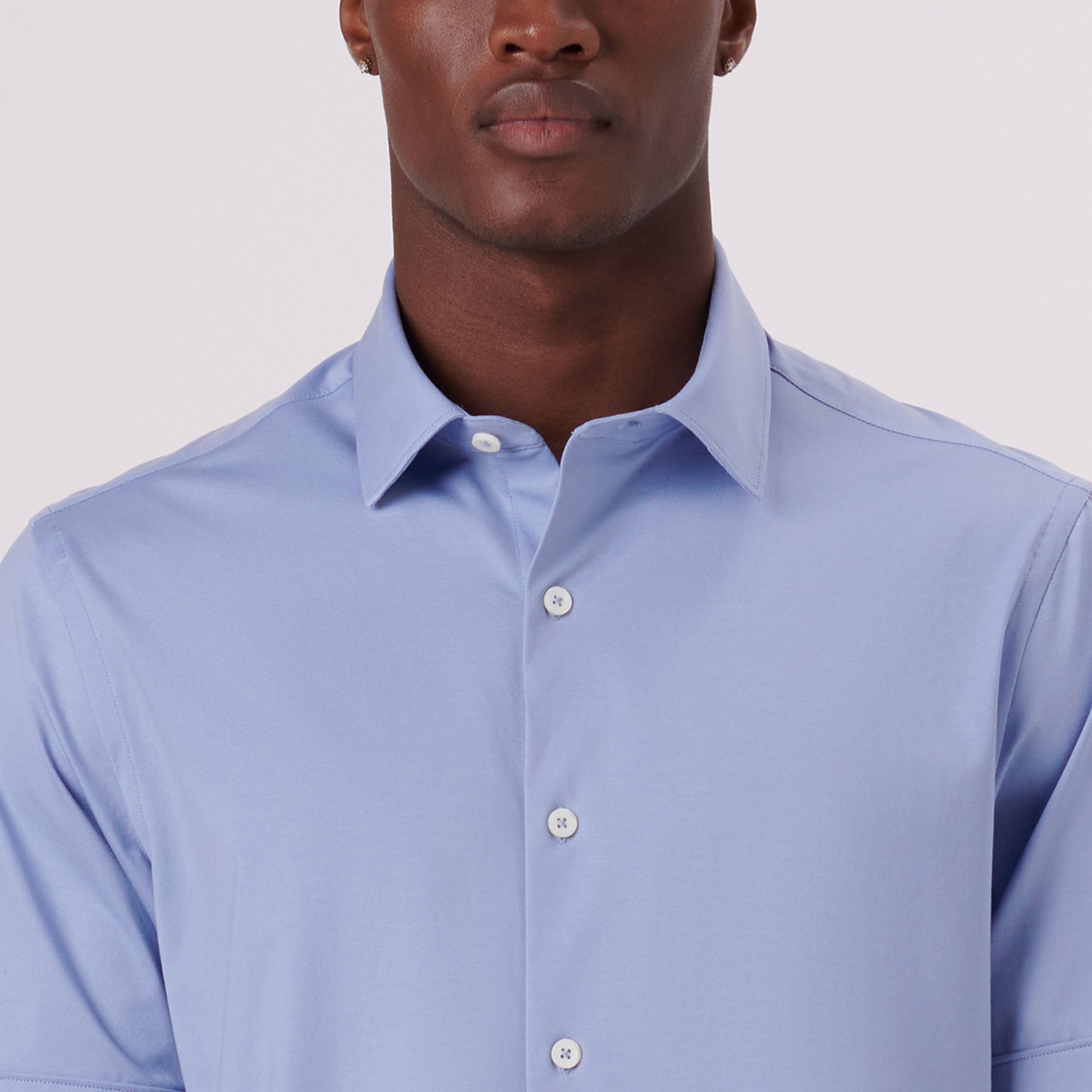Bugatchi Miles Solid OoohCotton® Short Sleeve Shirt Air Blue