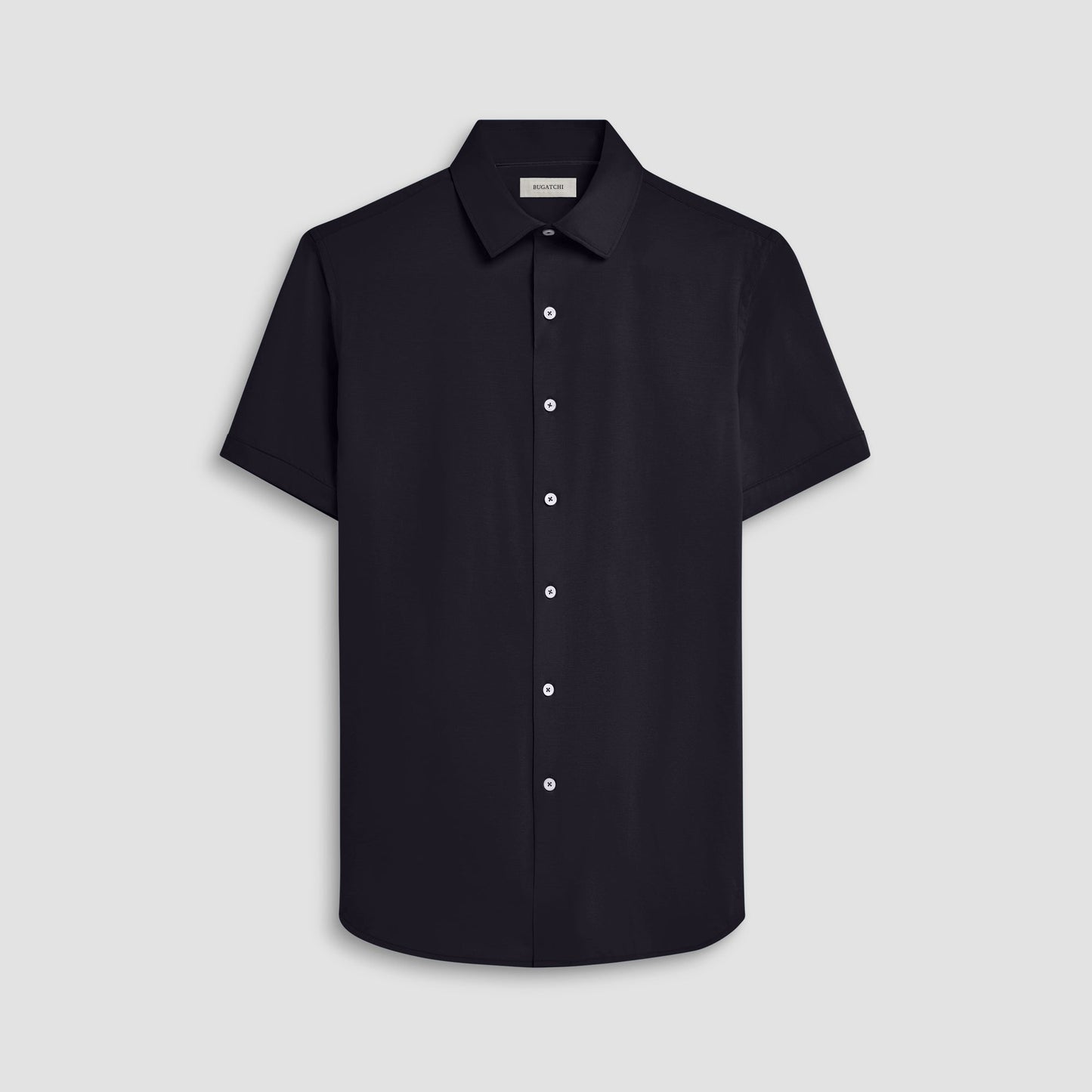 Bugatchi Miles Solid OoohCotton® Short Sleeve Shirt Black