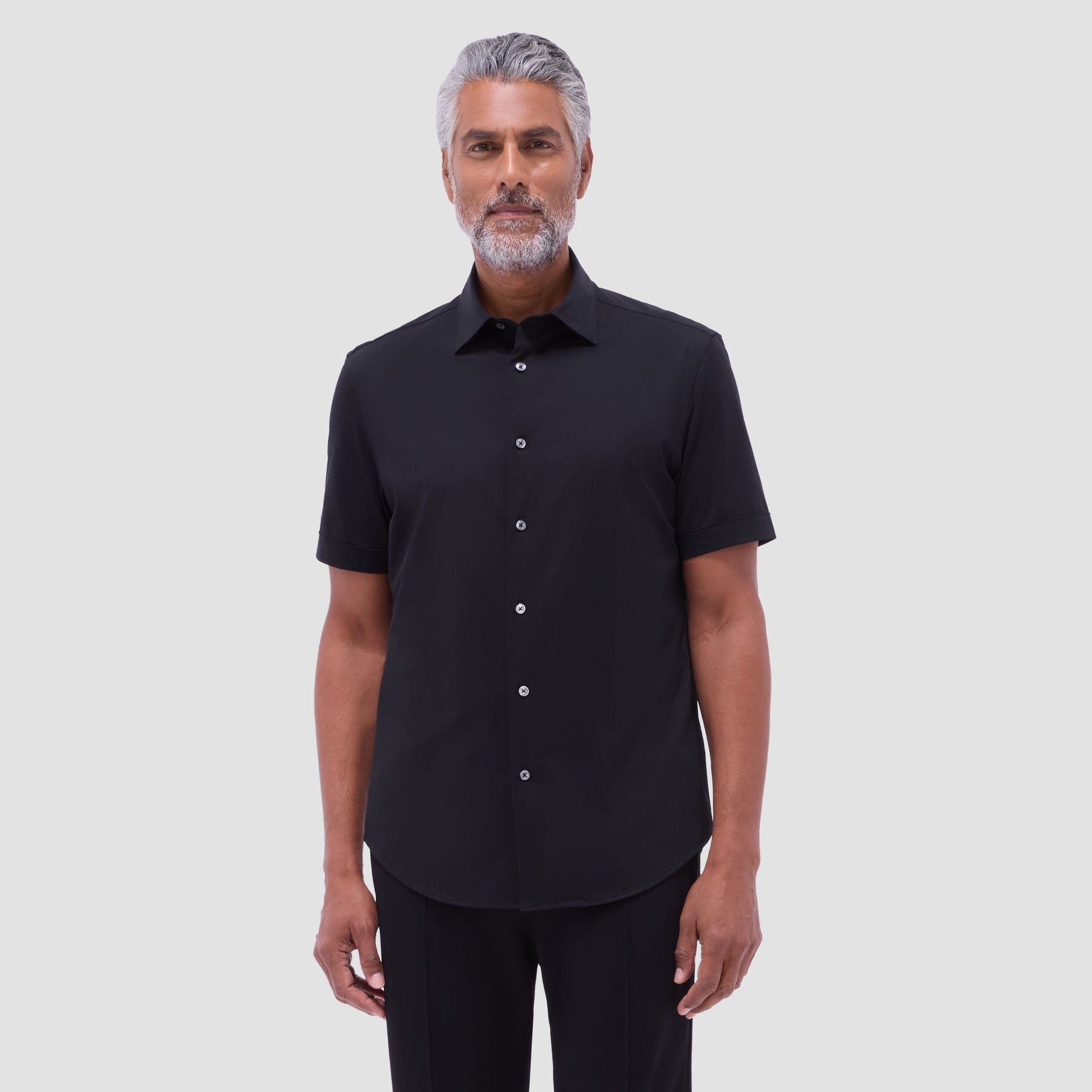 Bugatchi Miles Solid OoohCotton® Short Sleeve Shirt Black