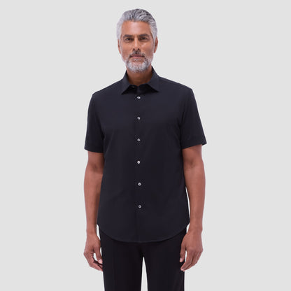 Bugatchi Miles Solid OoohCotton® Short Sleeve Shirt Black