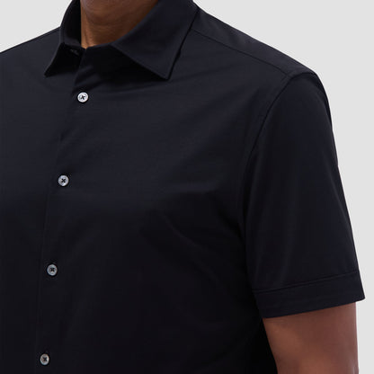 Bugatchi Miles Solid OoohCotton® Short Sleeve Shirt Black