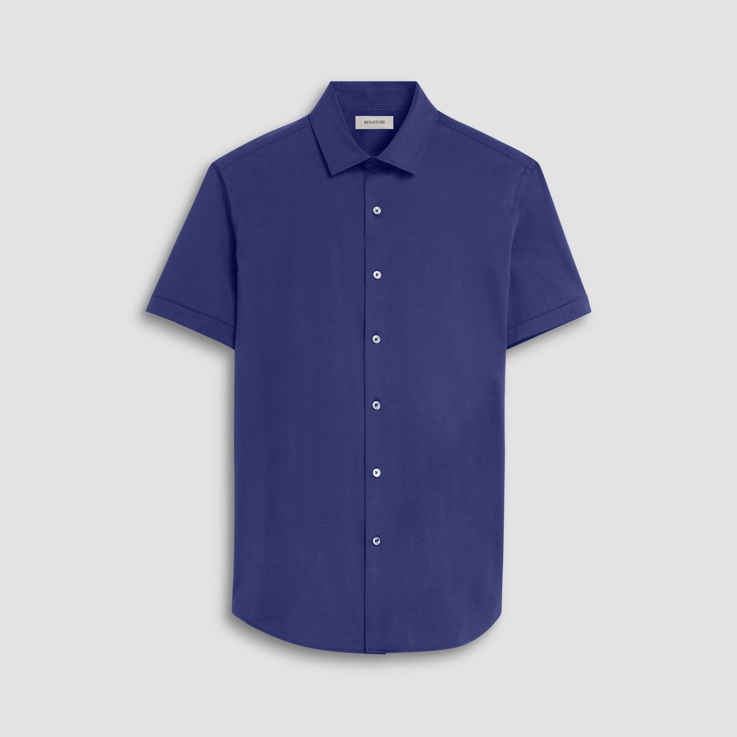 Bugatchi Miles Solid OoohCotton® Short Sleeve Shirt Navy