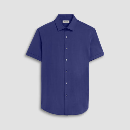 Bugatchi Miles Solid OoohCotton® Short Sleeve Shirt Navy