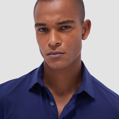 Bugatchi Miles Solid OoohCotton® Short Sleeve Shirt Navy