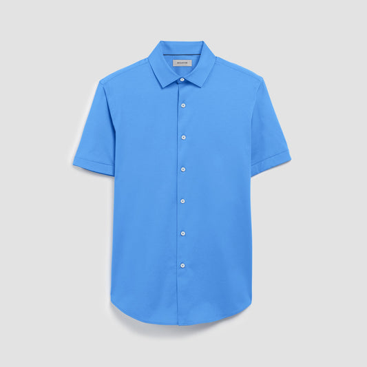 Bugatchi Miles Solid OoohCotton® Short Sleeve Shirt Ocean