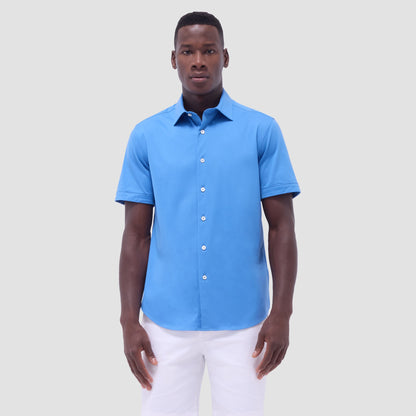 Bugatchi Miles Solid OoohCotton® Short Sleeve Shirt Ocean