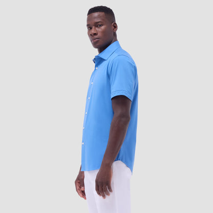 Bugatchi Miles Solid OoohCotton® Short Sleeve Shirt Ocean