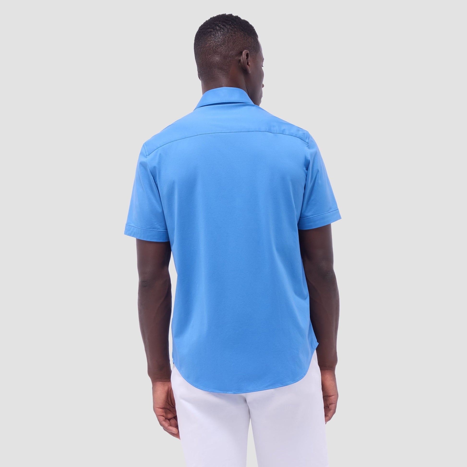 Bugatchi Miles Solid OoohCotton® Short Sleeve Shirt Ocean
