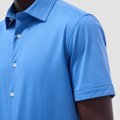 Bugatchi Miles Solid OoohCotton® Short Sleeve Shirt Ocean