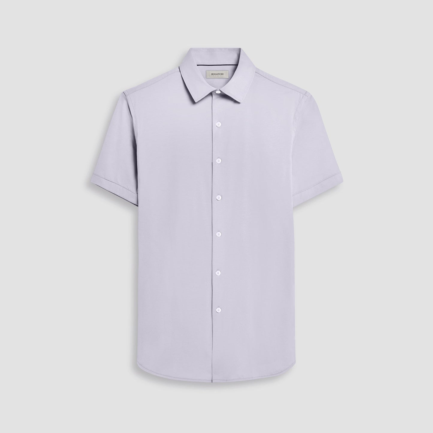 Bugatchi Miles Solid OoohCotton® Short Sleeve Shirt Silver