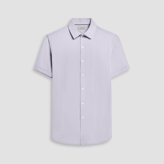 Bugatchi Miles Solid OoohCotton® Short Sleeve Shirt Silver