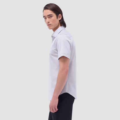 Bugatchi Miles Solid OoohCotton® Short Sleeve Shirt Silver