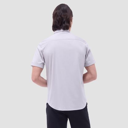 Bugatchi Miles Solid OoohCotton® Short Sleeve Shirt Silver
