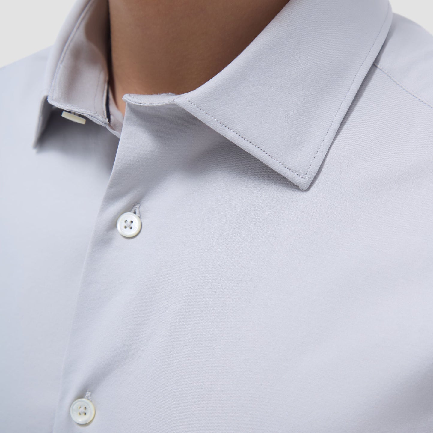 Bugatchi Miles Solid OoohCotton® Short Sleeve Shirt Silver