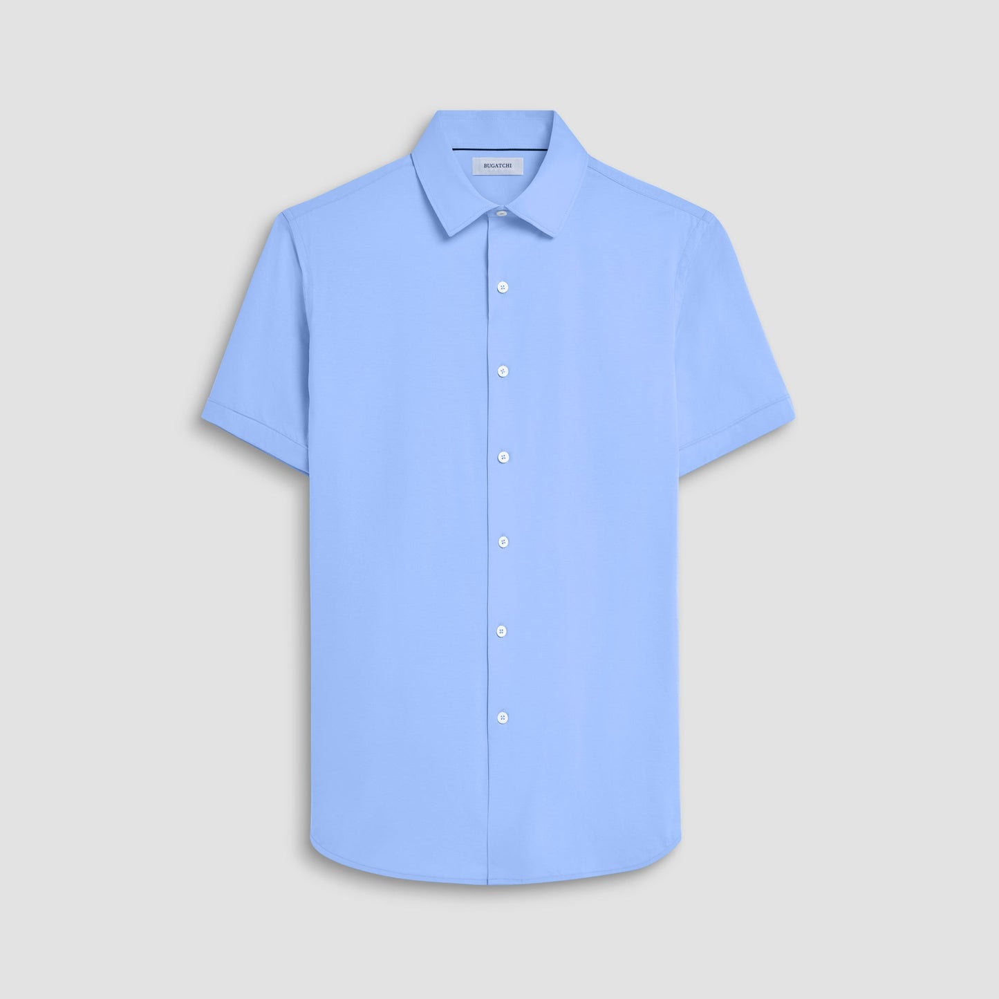 Bugatchi Miles Solid OoohCotton® Short Sleeve Shirt Sky