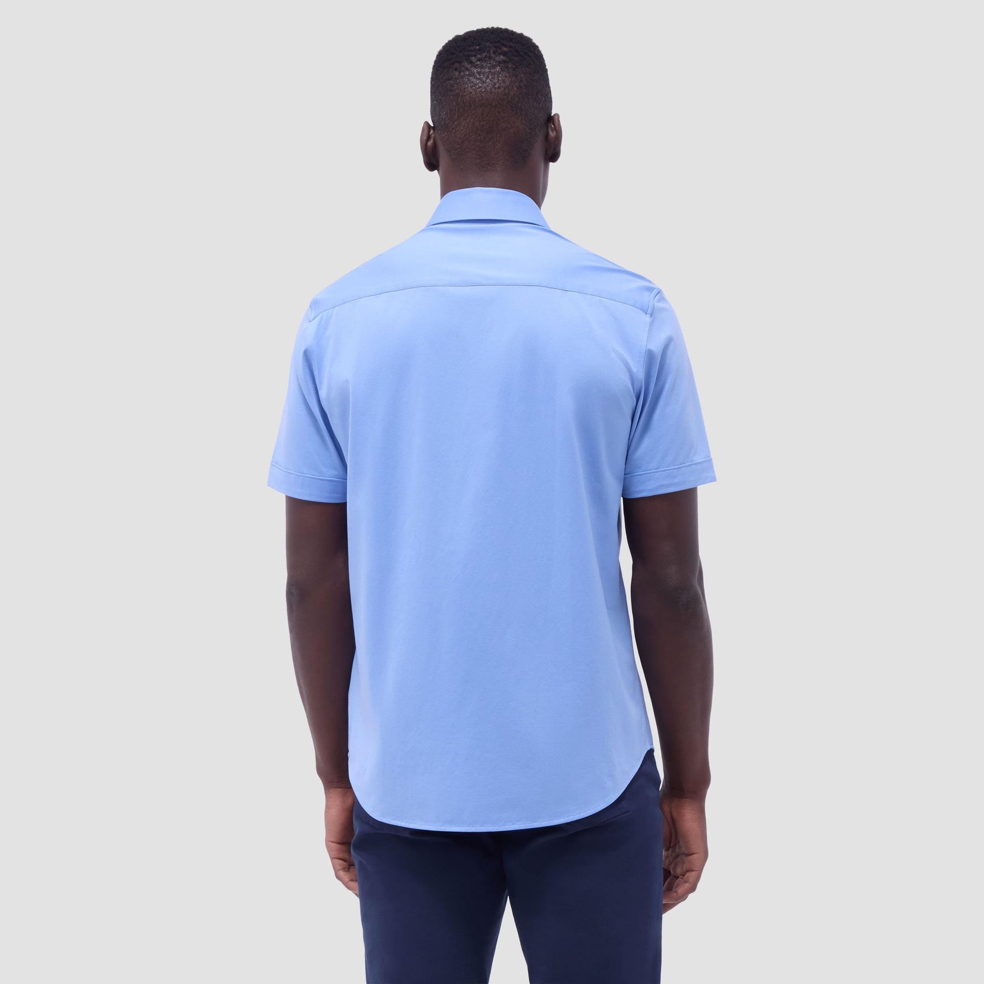 Bugatchi Miles Solid OoohCotton® Short Sleeve Shirt Sky