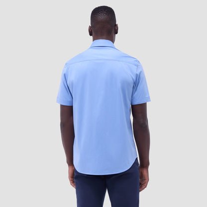 Bugatchi Miles Solid OoohCotton® Short Sleeve Shirt Sky