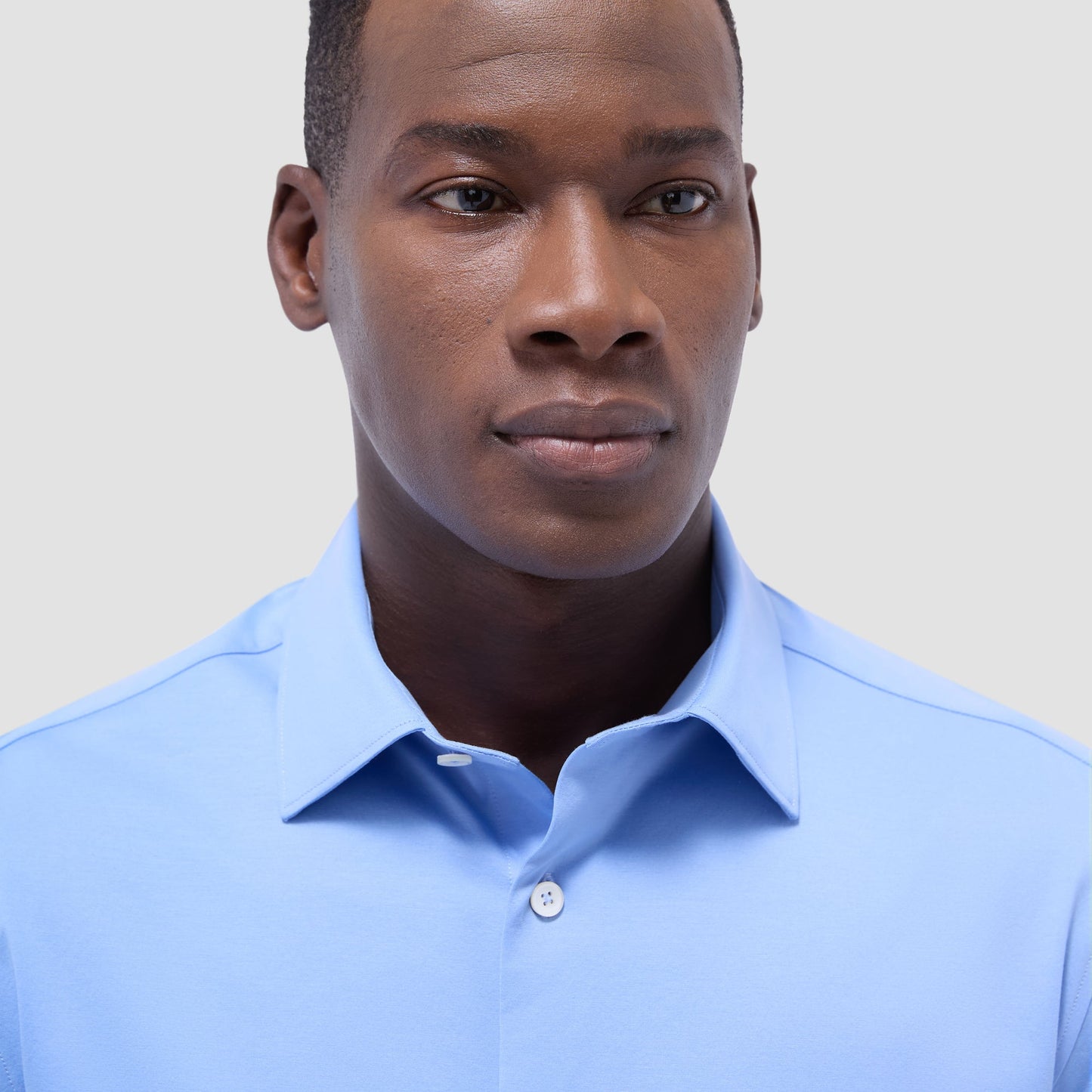 Bugatchi Miles Solid OoohCotton® Short Sleeve Shirt Sky