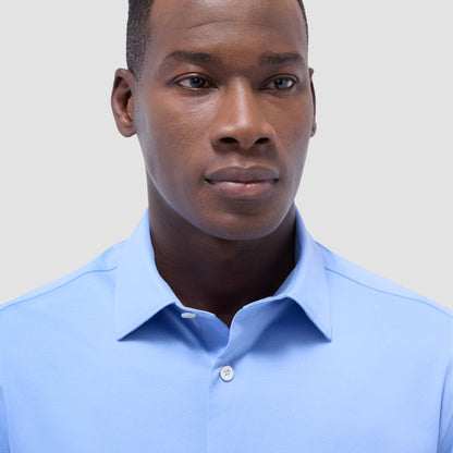 Bugatchi Miles Solid OoohCotton® Short Sleeve Shirt Sky