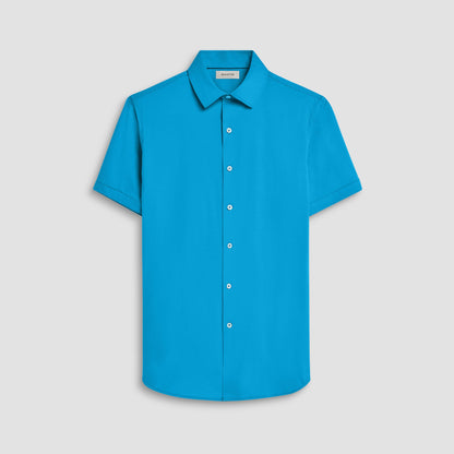 Bugatchi Miles Solid OoohCotton® Short Sleeve Shirt Teal