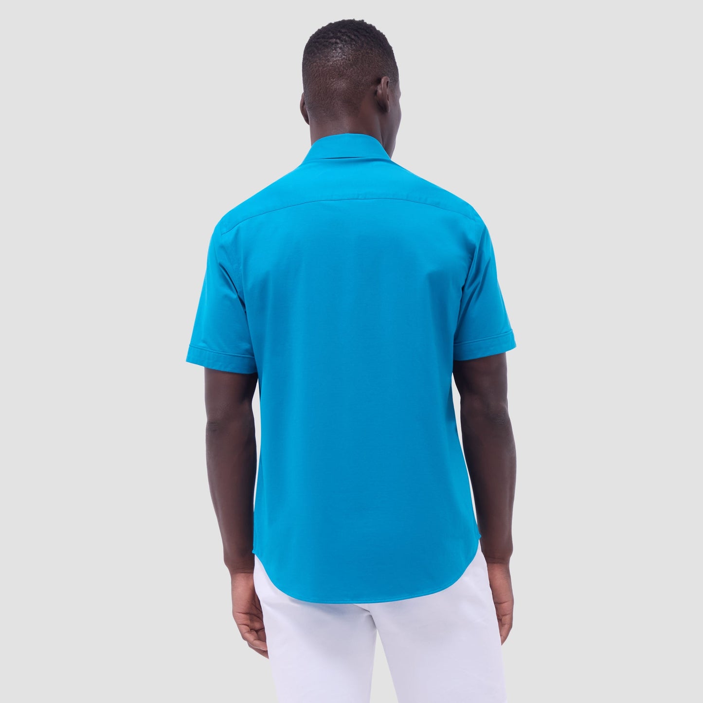 Bugatchi Miles Solid OoohCotton® Short Sleeve Shirt Teal