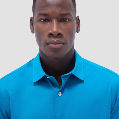 Bugatchi Miles Solid OoohCotton® Short Sleeve Shirt Teal
