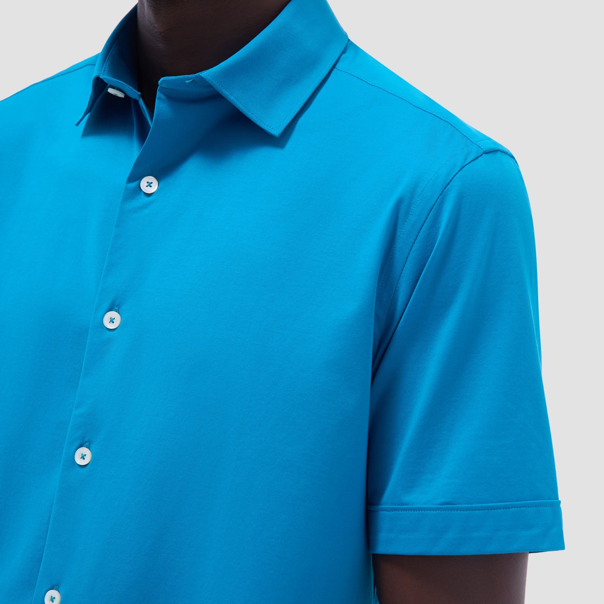 Bugatchi Miles Solid OoohCotton® Short Sleeve Shirt Teal