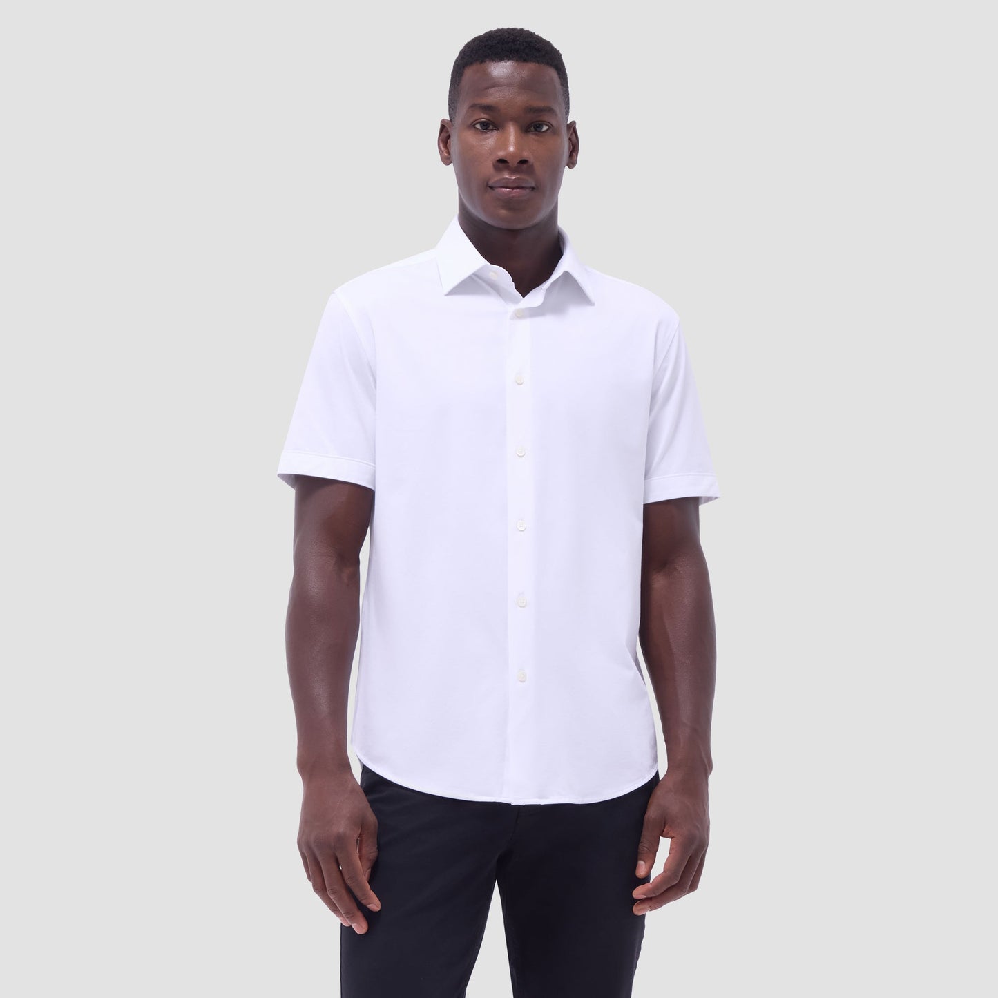 Bugatchi Miles Solid OoohCotton® Short Sleeve Shirt White