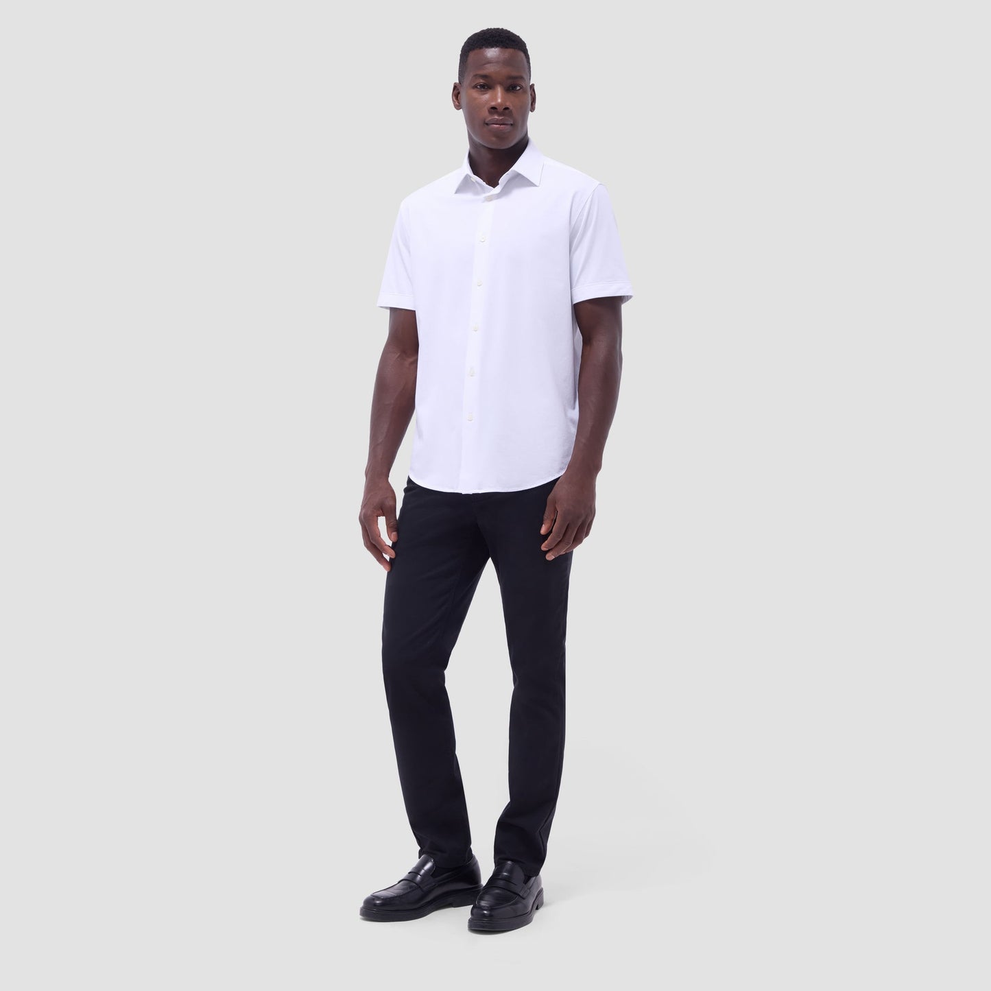 Bugatchi Miles Solid OoohCotton® Short Sleeve Shirt White