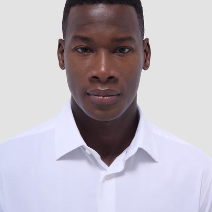 Bugatchi Miles Solid OoohCotton® Short Sleeve Shirt White