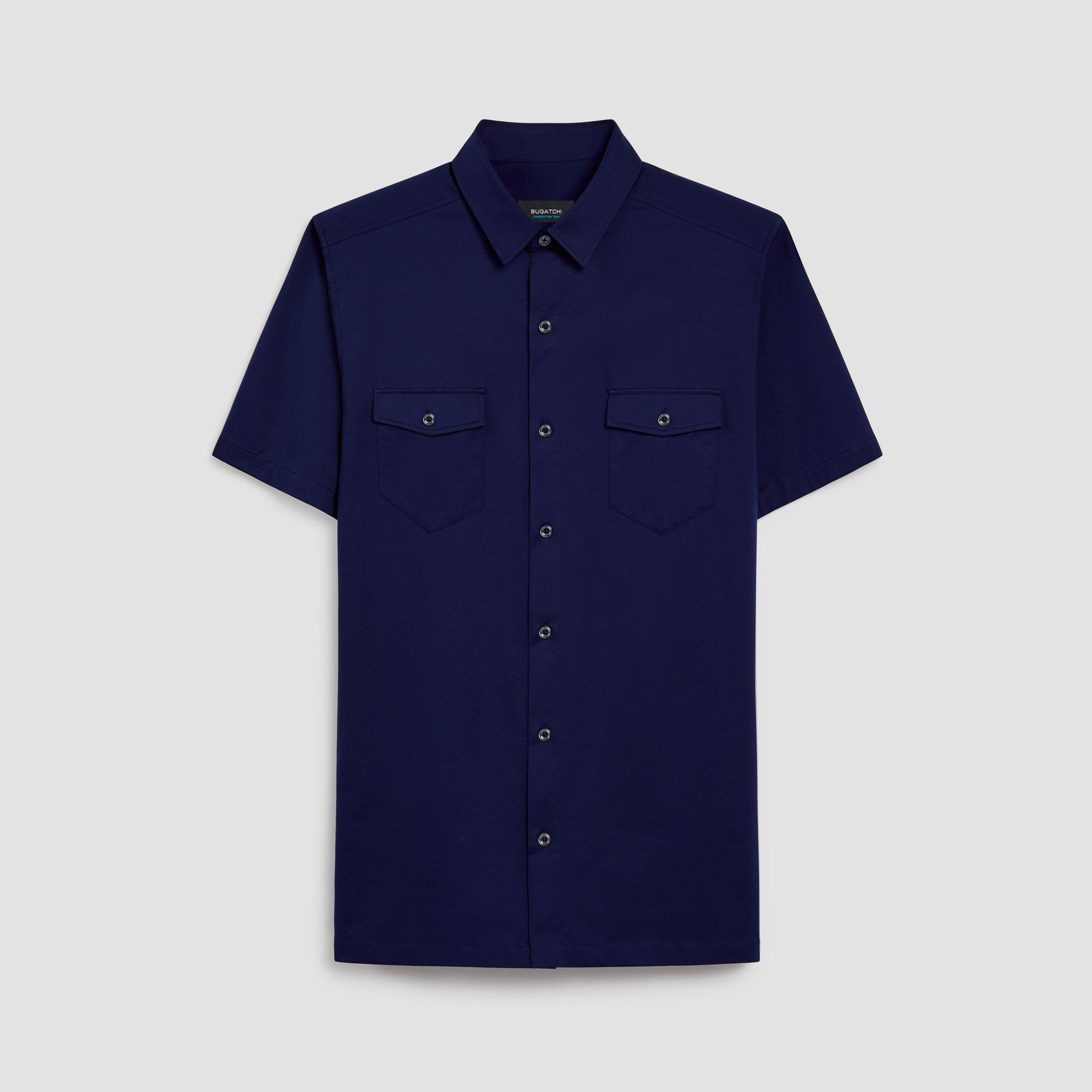 Bugatchi Peter Solid OoohCotton® Short Sleeve Shirt Navy