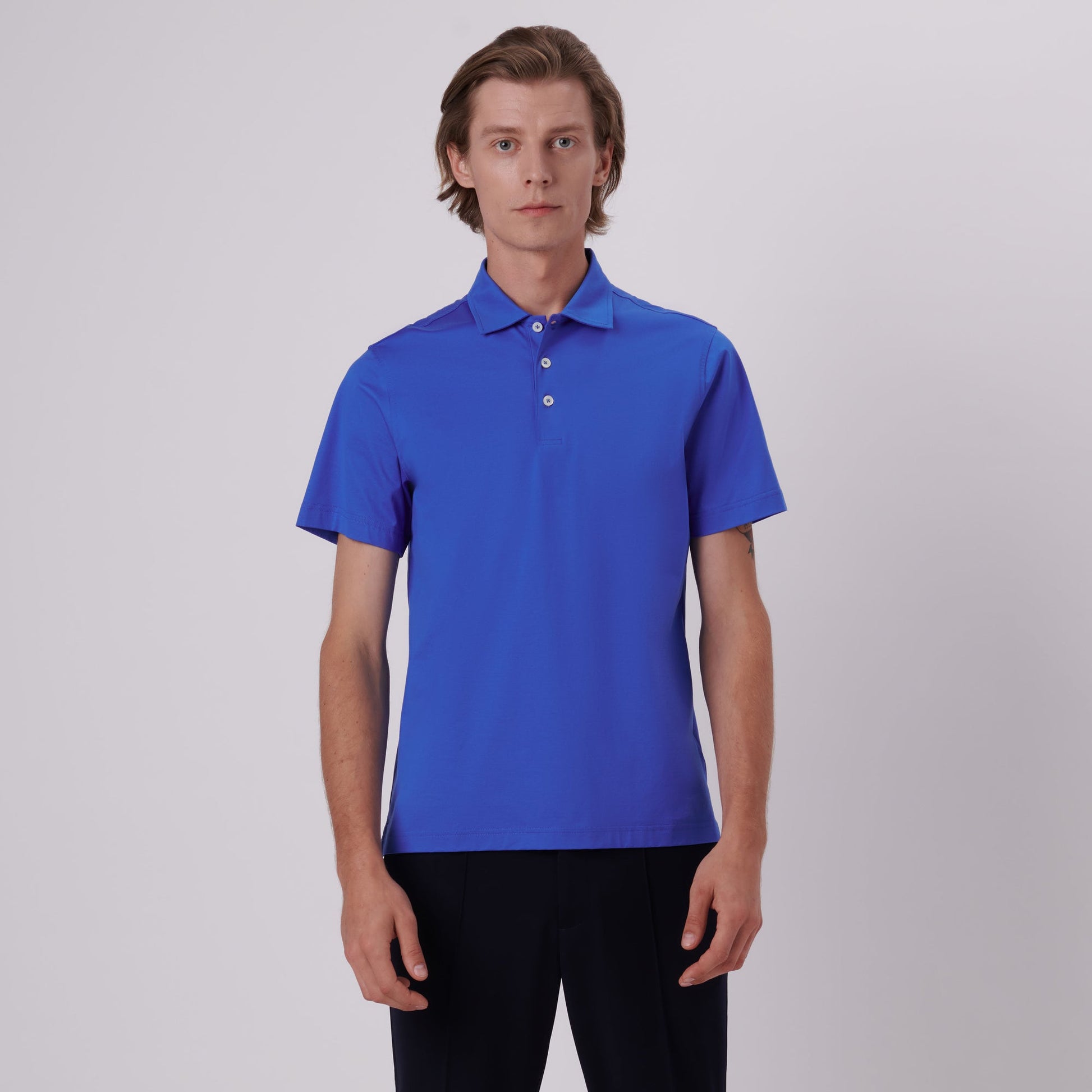 Bugatchi Victor Solid OoohCotton® Polo Classic Blue