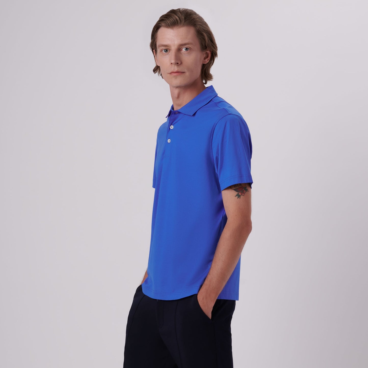 Bugatchi Victor Solid OoohCotton® Polo Classic Blue