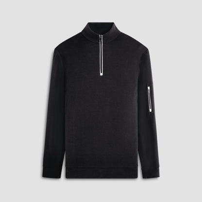 Bugatchi Beehive Quarter-Zip Pullover Black