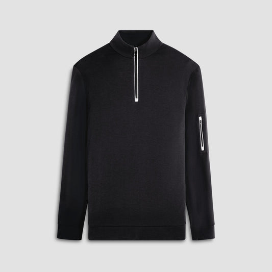 Bugatchi Beehive Quarter-Zip Pullover Black