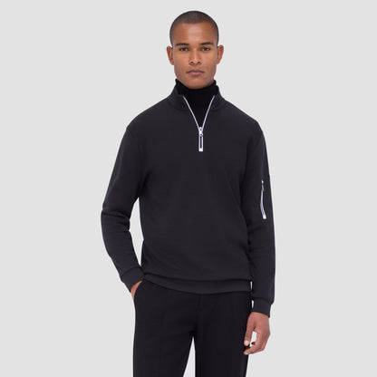 Bugatchi Beehive Quarter-Zip Pullover Black