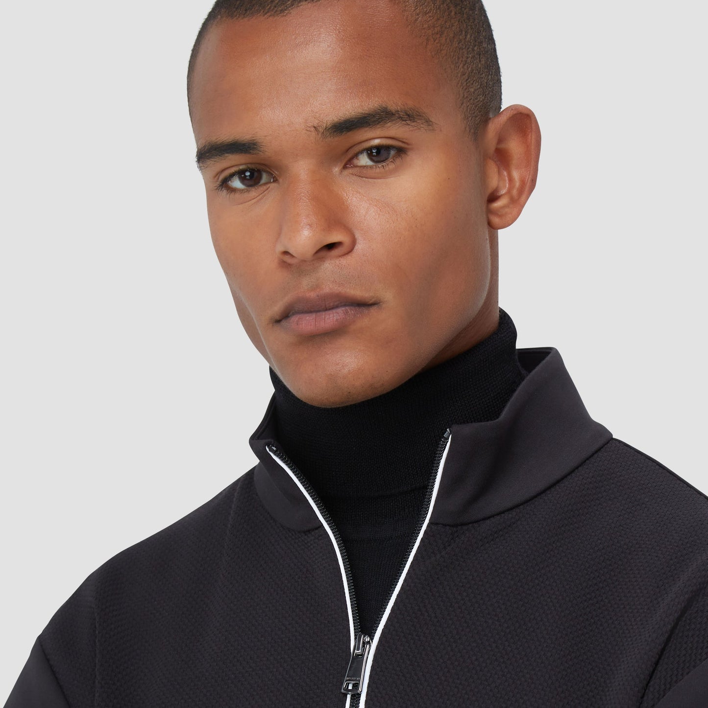 Bugatchi Beehive Quarter-Zip Pullover Black