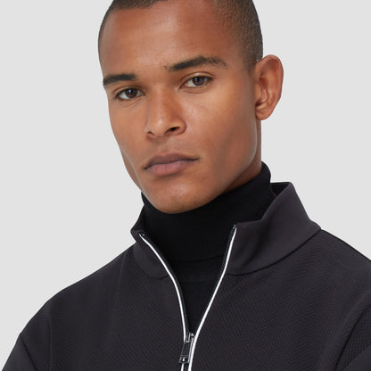 Bugatchi Beehive Quarter-Zip Pullover Black