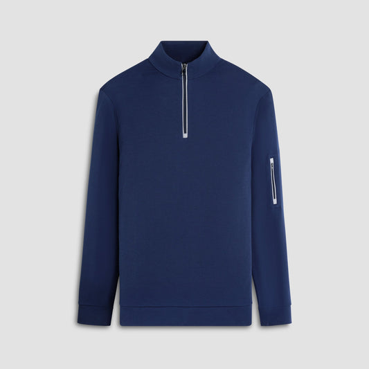 Bugatchi Beehive Quarter-Zip Pullover Navy