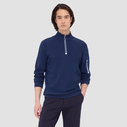 Bugatchi Beehive Quarter-Zip Pullover Navy