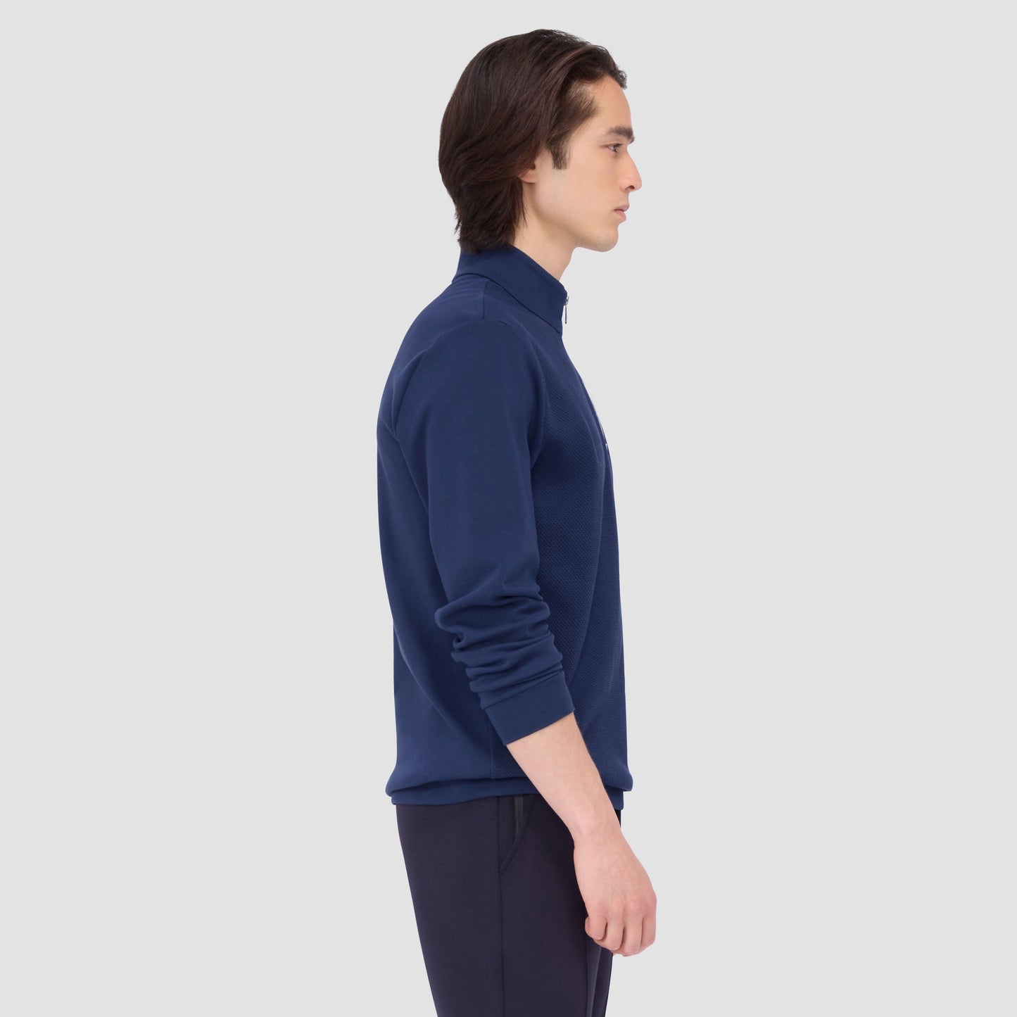 Bugatchi Beehive Quarter-Zip Pullover Navy