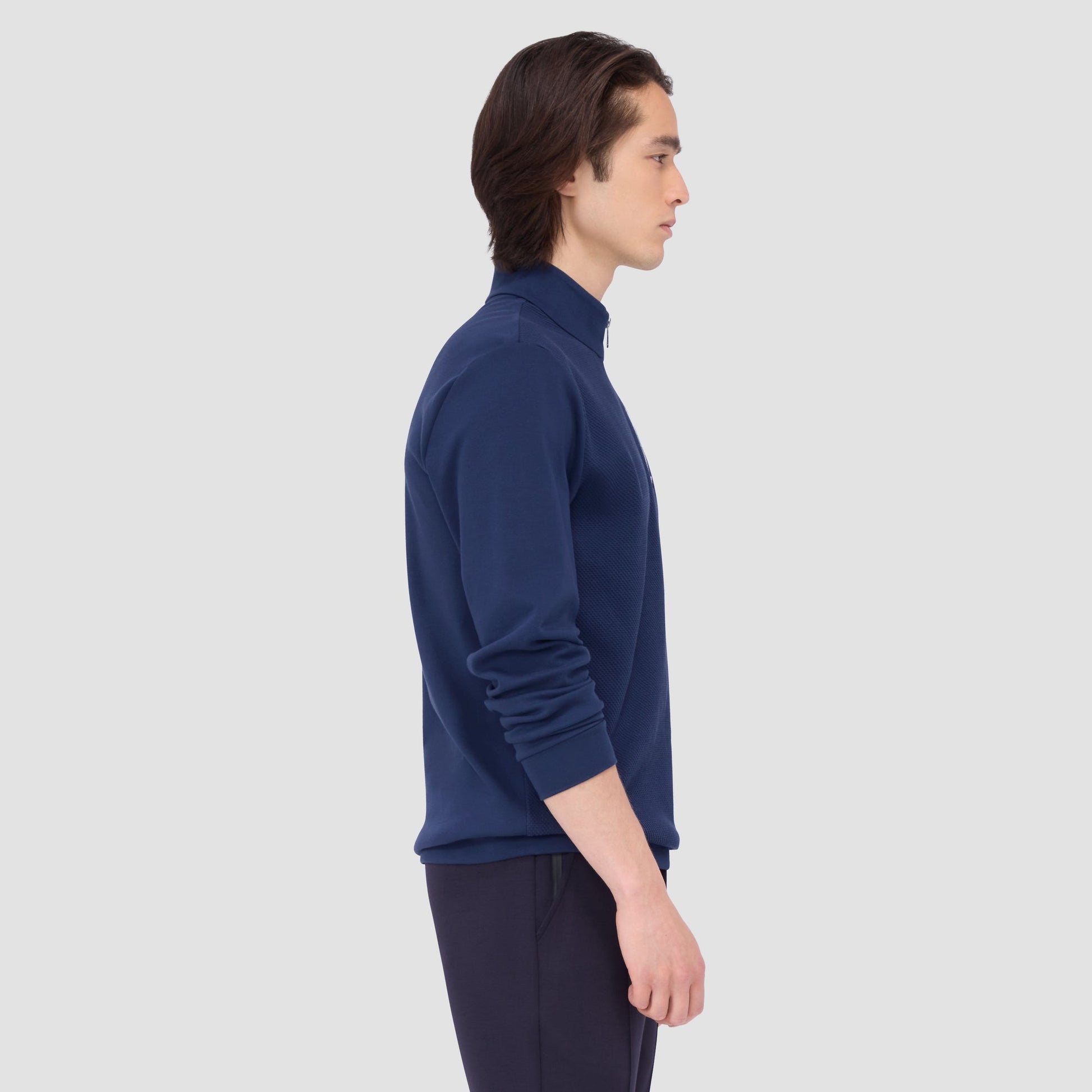 Bugatchi Beehive Quarter-Zip Pullover Navy