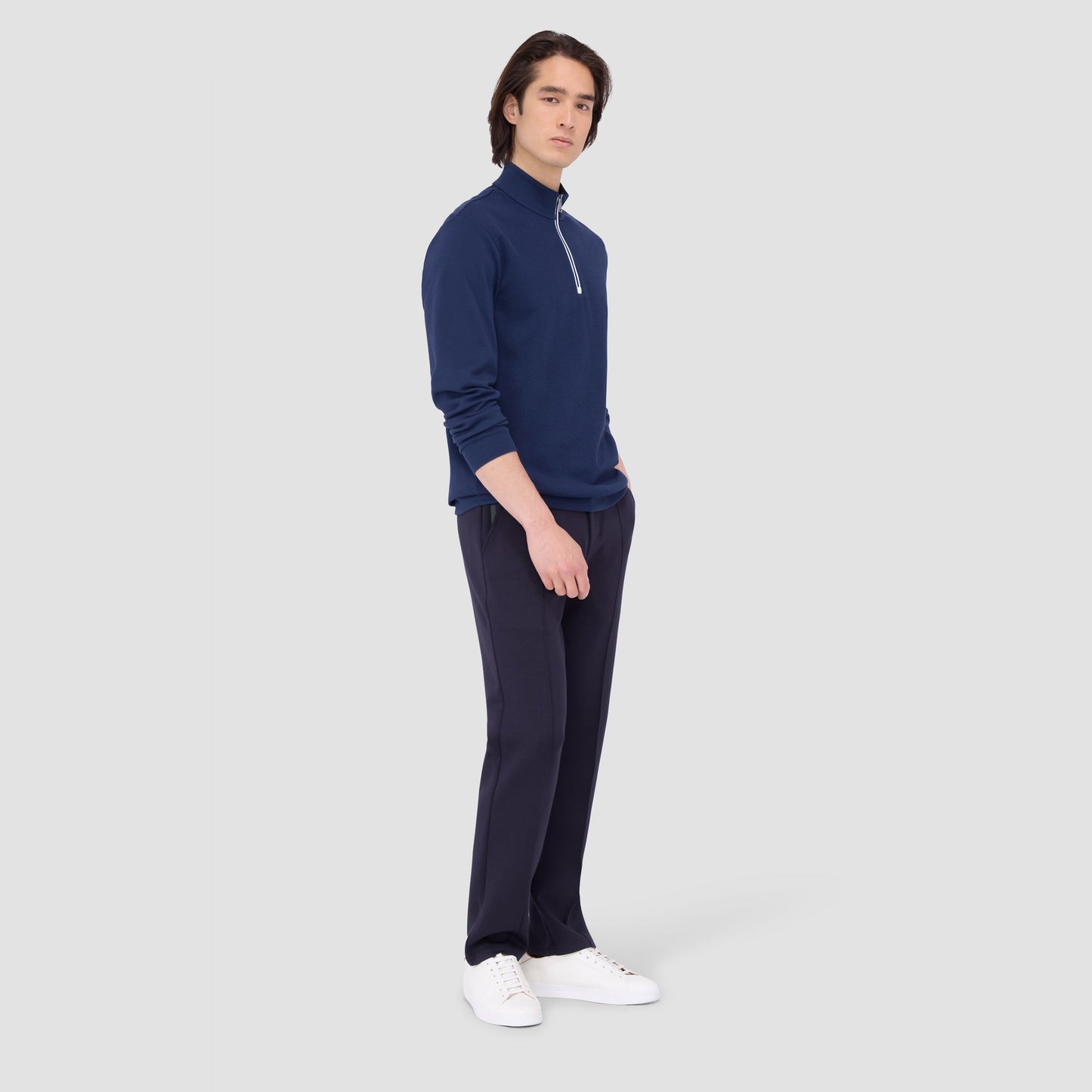 Bugatchi Beehive Quarter-Zip Pullover Navy