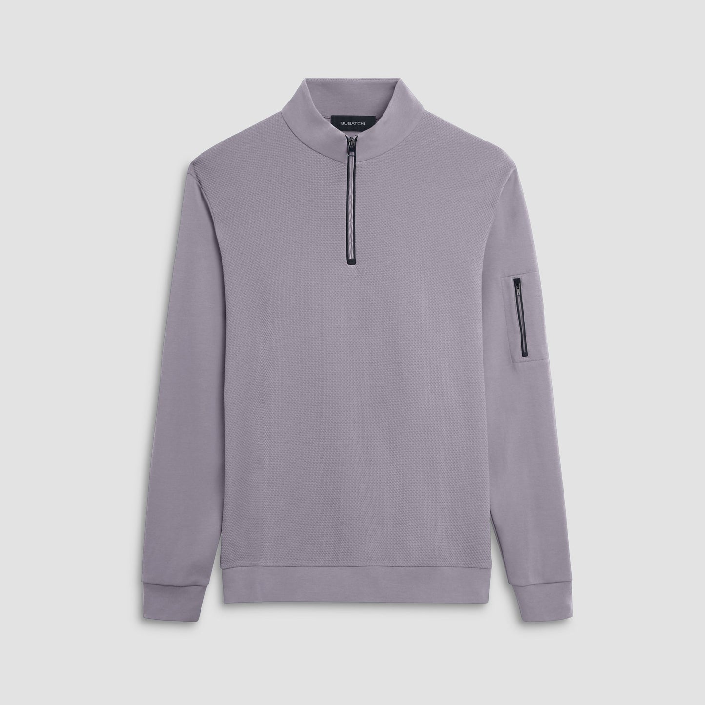 Bugatchi Beehive Quarter-Zip Pullover Platinum
