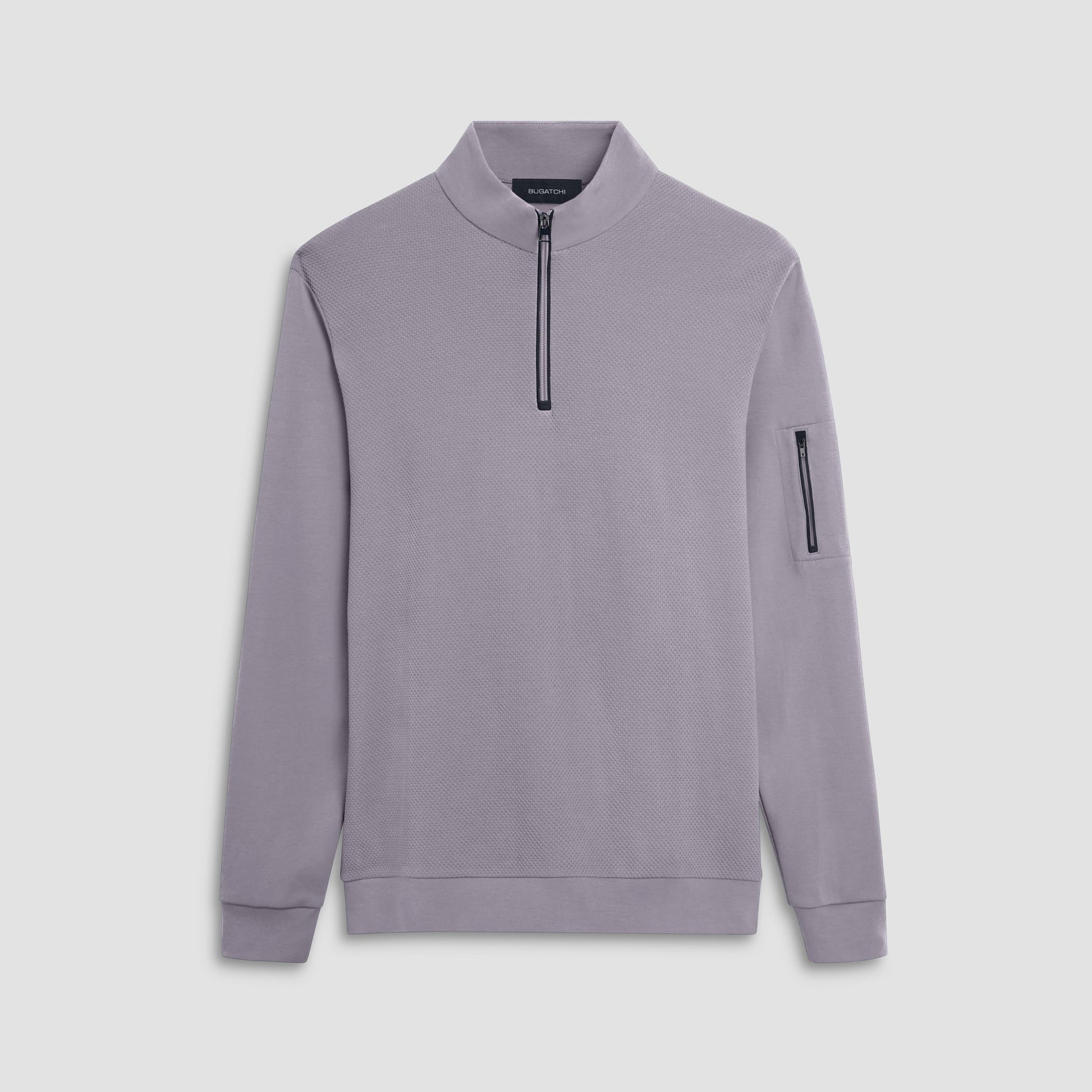 Bugatchi Beehive Quarter-Zip Pullover Platinum