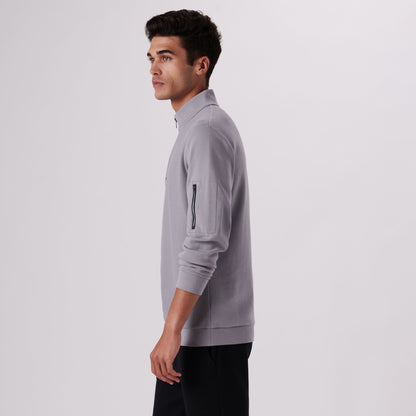 Bugatchi Beehive Quarter-Zip Pullover Platinum