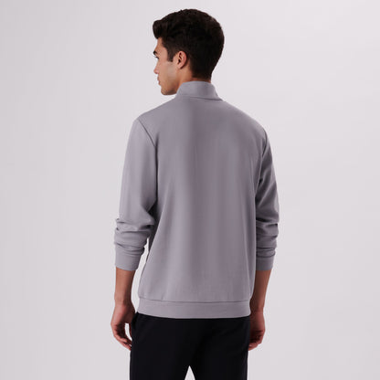Bugatchi Beehive Quarter-Zip Pullover Platinum