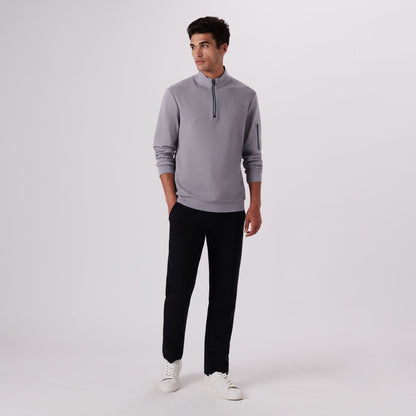 Bugatchi Beehive Quarter-Zip Pullover Platinum